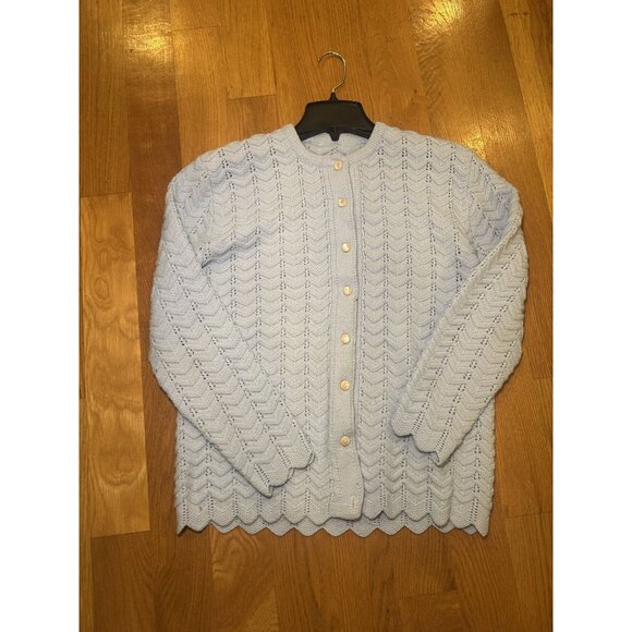 Light Blue Crochet Cardigan Size M/L - Picture 2 of 7